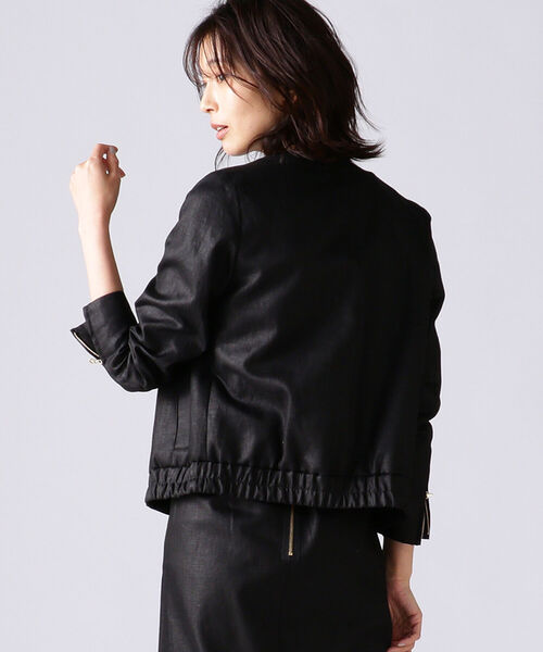 EFFE BEAMS（エッフェビームス）の「ROOM NO.8 / コットンリネン ジップブルゾン（ブルゾン・レディース・ブラック・2/1）」の3枚目の写真