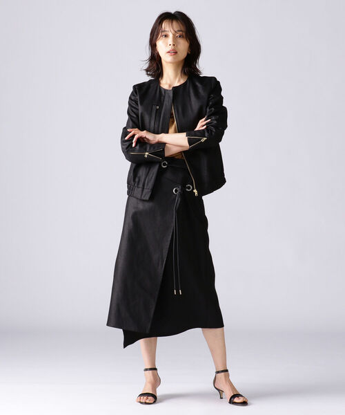 EFFE BEAMS（エッフェビームス）の「ROOM NO.8 / コットンリネン ジップブルゾン（ブルゾン・レディース・ブラック・2/1）」の4枚目の写真