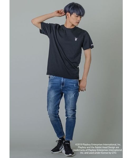 REGIEVO(レジエボ)の「【PLAYBOY×REGIEVO】バックロゴプリントTシャツ REGIEVO別注(Tシャツ/カットソー・メンズ・オフホワイト/ブラック・S/M/L/XL)」の8枚目の写真