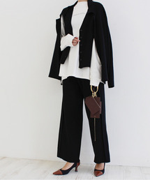 MODE ROBE | ニットベスト＆ジャケット＆ワイドタックパンツセット(セットアップ)