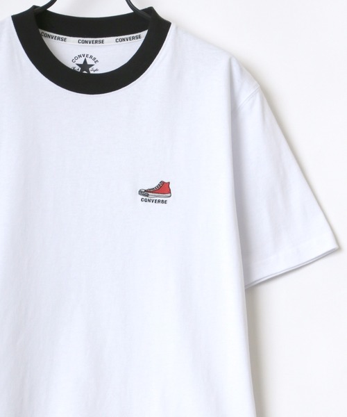 CONVERSE(コンバース)の「CONVERSE/コンバース リンガー ワンポイント シューズ ロゴ 刺繍 Tシャツ(Tシャツ/カットソー・メンズ・ホワイト/ブラック/ベージュ/サックスブルー/グリーン系その他/ホワイト系その他/ブラック系その他/ブルー系その他・M/L)」の2枚目の写真