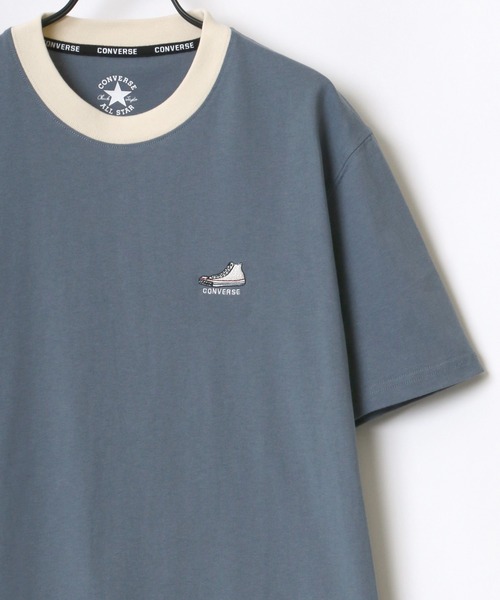 CONVERSE(コンバース)の「CONVERSE/コンバース リンガー ワンポイント シューズ ロゴ 刺繍 Tシャツ(Tシャツ/カットソー・メンズ・ホワイト/ブラック/ベージュ/サックスブルー/グリーン系その他/ホワイト系その他/ブラック系その他/ブルー系その他・M/L)」の8枚目の写真