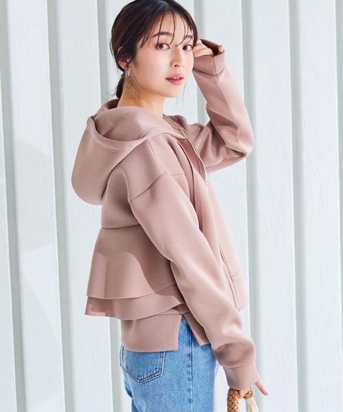 KOBE LETTUCE（コウベレタス）の「バックフリルダイバーパーカー（パーカー・レディース・ブラック/グレー系その他/アイボリー/ホワイト系その他/ブラック系その他/ダークグリーン/グリーン系その他/グレー系その他2/オレンジ系その他/オレンジ系その他2/ピンク系その他/ピンクベージュ・FREE/1/2）」の10枚目の写真