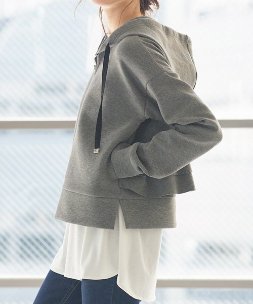 KOBE LETTUCE（コウベレタス）の「バックフリルダイバーパーカー（パーカー・レディース・ブラック/グレー系その他/アイボリー/ホワイト系その他/ブラック系その他/ダークグリーン/グリーン系その他/グレー系その他2/オレンジ系その他/オレンジ系その他2/ピンク系その他/ピンクベージュ・FREE/1/2）」の7枚目の写真