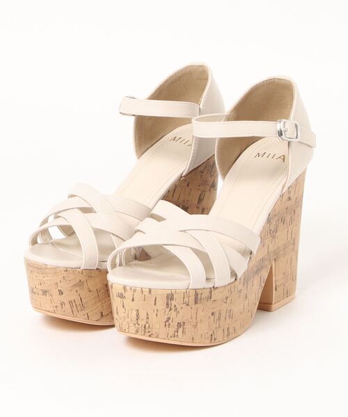 MIIA（ミーア）の「クロスストラップウェッジサンダル（サンダル