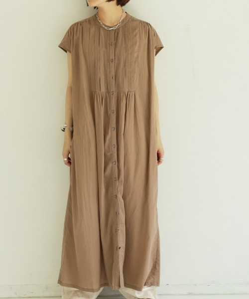 Auntie Rosa Holiday（アンティローザホリデー）の「【着回しできる！】ピンタックシャツワンピース（シャツワンピース・レディース・ブラック/オフホワイト/ピンク/イエロー/モカ・FREE）」の3枚目の写真