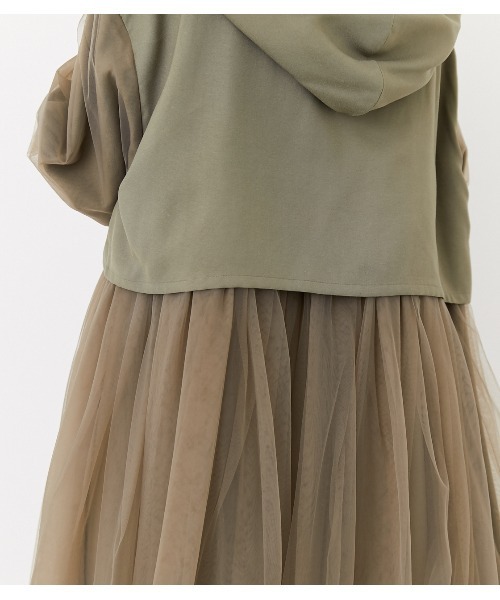 rienda（リエンダ）の「チュールモッズコート（モッズコート・レディース・ブラック/カーキ/ライトベージュ・FREE）」の5枚目の写真