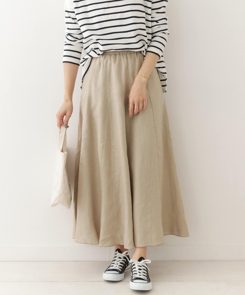 URBAN RESEARCH ラミーフレアマキシスカート　ブラウン ロングリネン URBAN RESEARCH ラミーフレアマキシスカート ブラウン ロング