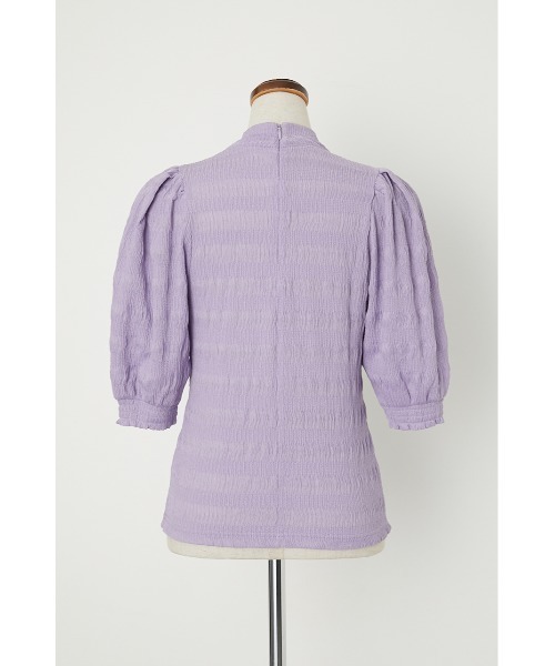 SLY（スライ）の「PUFF SLEEVE LACE TOPS/パフスリーブレーストップス（Tシャツ/カットソー・レディース・ベージュ/ブラック/グリーン/ライトパープル・FREE）」の6枚目の写真