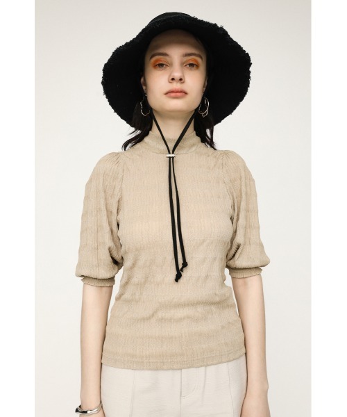 SLY（スライ）の「PUFF SLEEVE LACE TOPS/パフスリーブレーストップス（Tシャツ/カットソー・レディース・ベージュ/ブラック/グリーン/ライトパープル・FREE）」の16枚目の写真