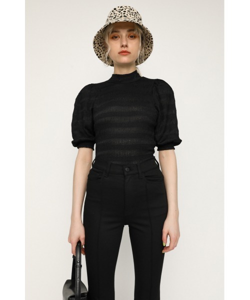 SLY（スライ）の「PUFF SLEEVE LACE TOPS/パフスリーブレーストップス（Tシャツ/カットソー・レディース・ベージュ/ブラック/グリーン/ライトパープル・FREE）」の9枚目の写真