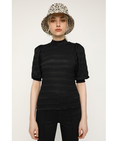 SLY（スライ）の「PUFF SLEEVE LACE TOPS/パフスリーブレーストップス（Tシャツ/カットソー・レディース・ベージュ/ブラック/グリーン/ライトパープル・FREE）」の11枚目の写真