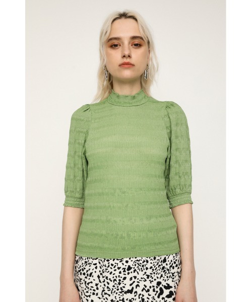 SLY（スライ）の「PUFF SLEEVE LACE TOPS/パフスリーブレーストップス（Tシャツ/カットソー・レディース・ベージュ/ブラック/グリーン/ライトパープル・FREE）」の21枚目の写真