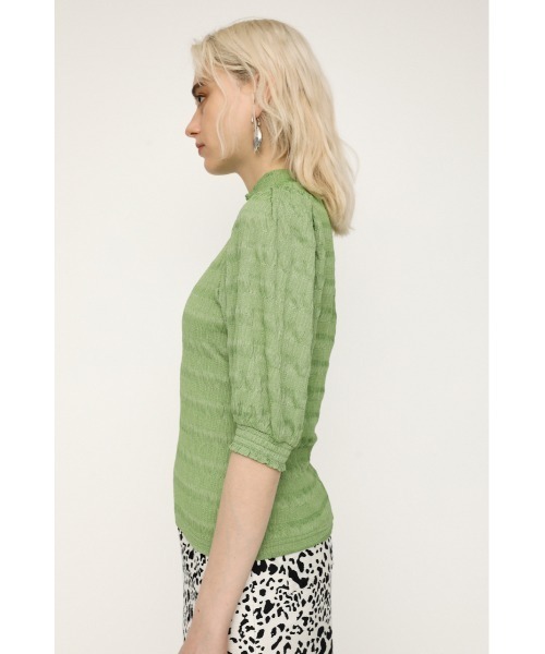 SLY（スライ）の「PUFF SLEEVE LACE TOPS/パフスリーブレーストップス（Tシャツ/カットソー・レディース・ベージュ/ブラック/グリーン/ライトパープル・FREE）」の22枚目の写真