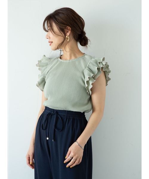 ELENCARE DUE（エレンカーレデュエ）の「・ELENCARE DUE プリーツ×ラッフルブラウス＊（シャツ/ブラウス・レディース・アイボリー/ブラック/グレイッシュベージュ/ライトグリーン・FREE）」の11枚目の写真
