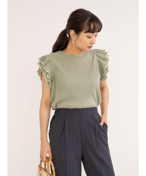 ELENCARE DUE（エレンカーレデュエ）の「・ELENCARE DUE プリーツ×ラッフルブラウス＊（シャツ/ブラウス・レディース・アイボリー/ブラック/グレイッシュベージュ/ライトグリーン・FREE）」の22枚目の写真