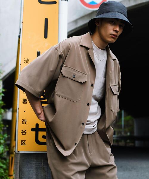 green label relaxing（グリーンレーベルリラクシング）の「OLT【 WEB限定 】[ GLR/ -or ] オーバー サイズ CPO 半袖 シャツ ユニセックス セットアップ可能（シャツ/ブラウス・メンズ・ライトブルー/ベージュ/ダークグレー・L/S/M）」の4枚目の写真