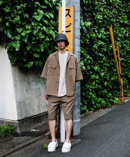 green label relaxing（グリーンレーベルリラクシング）の「OLT【 WEB限定 】[ GLR/ -or ] オーバー サイズ CPO 半袖 シャツ ユニセックス セットアップ可能（シャツ/ブラウス・メンズ・ライトブルー/ベージュ/ダークグレー・L/S/M）」の5枚目の写真