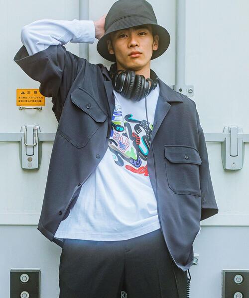 green label relaxing（グリーンレーベルリラクシング）の「OLT【 WEB限定 】[ GLR/ -or ] オーバー サイズ CPO 半袖 シャツ ユニセックス セットアップ可能（シャツ/ブラウス・メンズ・ライトブルー/ベージュ/ダークグレー・L/S/M）」の7枚目の写真