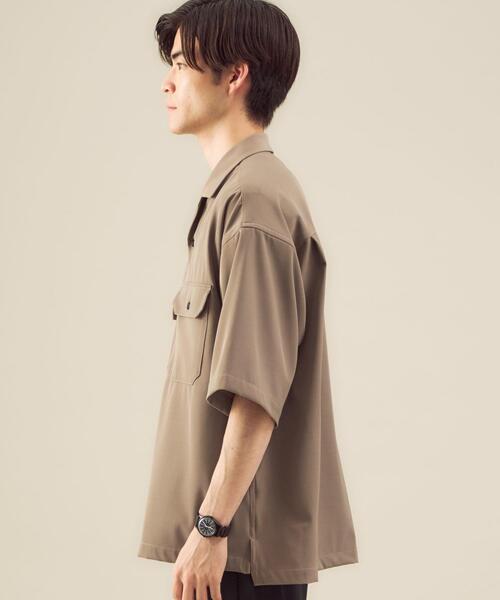 green label relaxing（グリーンレーベルリラクシング）の「OLT【 WEB限定 】[ GLR/ -or ] オーバー サイズ CPO 半袖 シャツ ユニセックス セットアップ可能（シャツ/ブラウス・メンズ・ライトブルー/ベージュ/ダークグレー・L/S/M）」の10枚目の写真