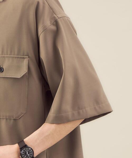 green label relaxing（グリーンレーベルリラクシング）の「OLT【 WEB限定 】[ GLR/ -or ] オーバー サイズ CPO 半袖 シャツ ユニセックス セットアップ可能（シャツ/ブラウス・メンズ・ライトブルー/ベージュ/ダークグレー・L/S/M）」の13枚目の写真