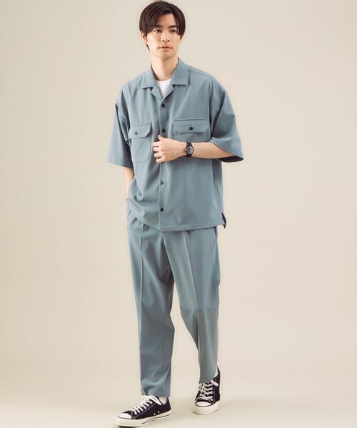 green label relaxing（グリーンレーベルリラクシング）の「OLT【 WEB限定 】[ GLR/ -or ] オーバー サイズ CPO 半袖 シャツ ユニセックス セットアップ可能（シャツ/ブラウス・メンズ・ライトブルー/ベージュ/ダークグレー・L/S/M）」の17枚目の写真