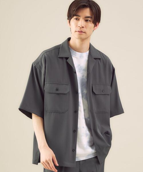 green label relaxing（グリーンレーベルリラクシング）の「OLT【 WEB限定 】[ GLR/ -or ] オーバー サイズ CPO 半袖 シャツ ユニセックス セットアップ可能（シャツ/ブラウス・メンズ・ライトブルー/ベージュ/ダークグレー・L/S/M）」の18枚目の写真