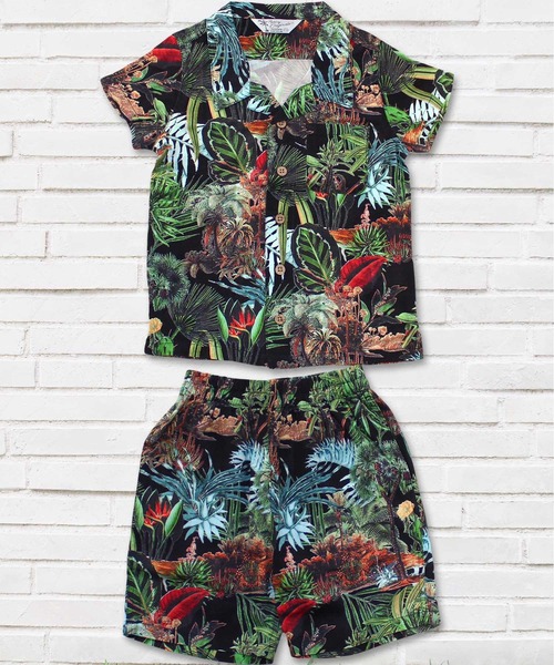 THE CASUAL（カジュアル）の「総柄レーヨンアロハシャツ ショートパンツ セットアップ キッズ（シャツ/ブラウス・キッズ・I/G/K/B/L/A/H/E/F/D/C/J・150cm/110cm/120cm/140cm/160cm/130cm）」の3枚目の写真