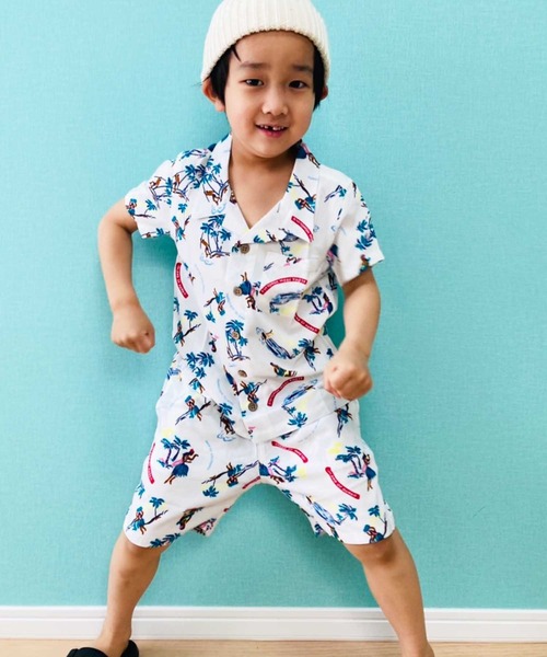 THE CASUAL（カジュアル）の「総柄レーヨンアロハシャツ ショートパンツ セットアップ キッズ（シャツ/ブラウス・キッズ・I/G/K/B/L/A/H/E/F/D/C/J・150cm/110cm/120cm/140cm/160cm/130cm）」の5枚目の写真