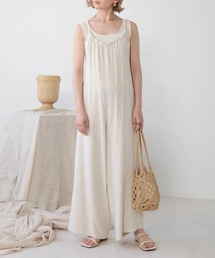 Bab | 【WEB限定】リネンブレンドギャザーオールインワン(つなぎ/オールインワン)