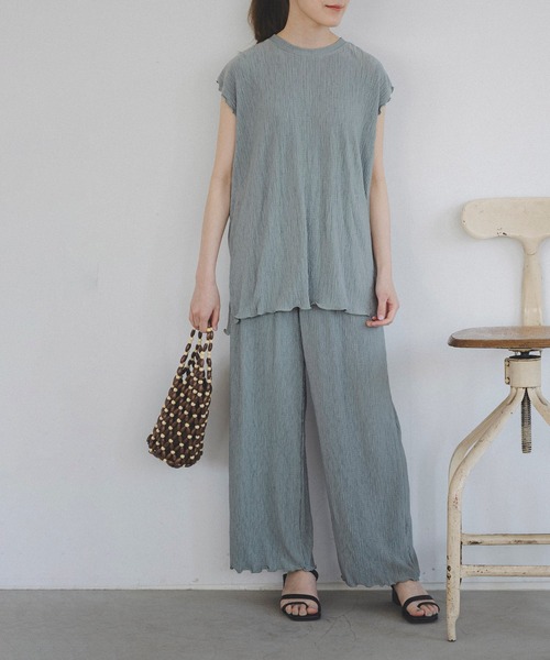 FREE'S MART（フリーズマート）の「楊柳カットソーセットアップ（ワンピース・レディース・ブラック/グレー/ライトグリーン・FREE）」の3枚目の写真