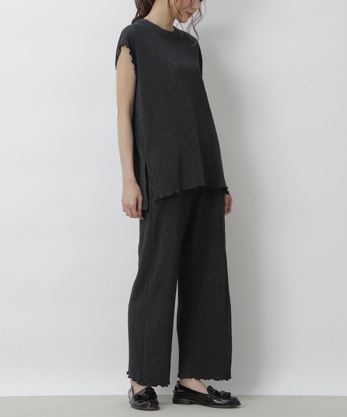 FREE'S MART（フリーズマート）の「楊柳カットソーセットアップ（ワンピース・レディース・ブラック/グレー/ライトグリーン・FREE）」の2枚目の写真