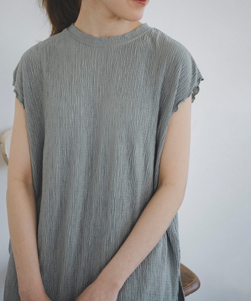 FREE'S MART（フリーズマート）の「楊柳カットソーセットアップ（ワンピース・レディース・ブラック/グレー/ライトグリーン・FREE）」の5枚目の写真