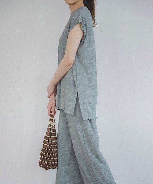 FREE'S MART（フリーズマート）の「楊柳カットソーセットアップ（ワンピース・レディース・ブラック/グレー/ライトグリーン・FREE）」の7枚目の写真