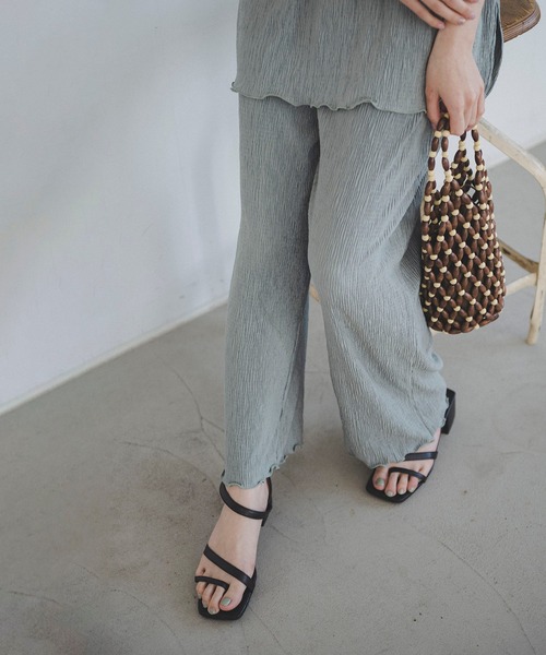 FREE'S MART（フリーズマート）の「楊柳カットソーセットアップ（ワンピース・レディース・ブラック/グレー/ライトグリーン・FREE）」の6枚目の写真