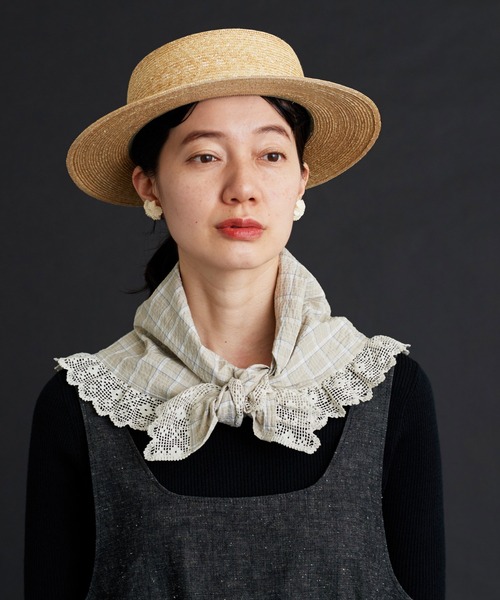 Malle（マル）の「malle シャーリングチェック レーススカーフ