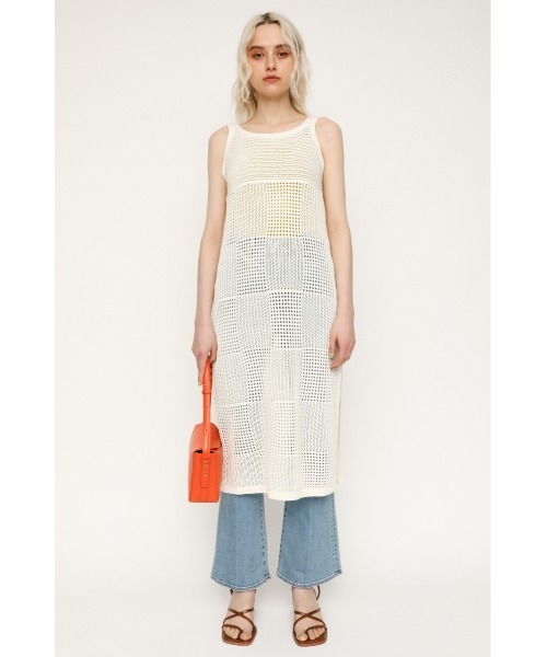 SLY（スライ）の「RUSTIC MG LONG TOPS ミドルゲージ ロング トップス（Tシャツ/カットソー・レディース・アイボリー/ブラウン・FREE）」の3枚目の写真