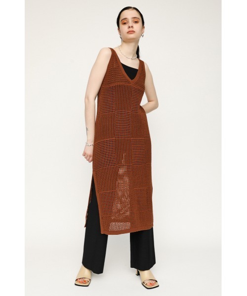 SLY（スライ）の「RUSTIC MG LONG TOPS ミドルゲージ ロング トップス（Tシャツ/カットソー・レディース・アイボリー/ブラウン・FREE）」の16枚目の写真