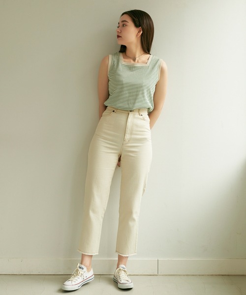 TINA：JOJUN（ティーナジョジュン）の「ボーダー ノースリ カットソー TINA：JOJUN（タンクトップ・レディース・グリーン/ネイビー・M）」の16枚目の写真