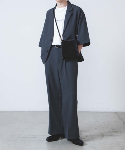 WEGO(ウィゴー)の「WEGO/ハーフスリーブビックシルエット5分袖テーラードジャケット(テーラードジャケット・メンズ・ダークグレー/ブラック・MEDIUM/LARGE)」の5枚目の写真