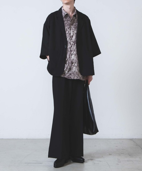 WEGO(ウィゴー)の「WEGO/ハーフスリーブビックシルエット5分袖テーラードジャケット(テーラードジャケット・メンズ・ダークグレー/ブラック・MEDIUM/LARGE)」の8枚目の写真