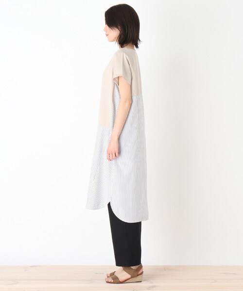 SHOO・LA・RUE（シューラルー）の「◆異素材切替重ね着風ワンピース（ワンピース・レディース・ベージュ/ネイビー・02/03/04）」の6枚目の写真