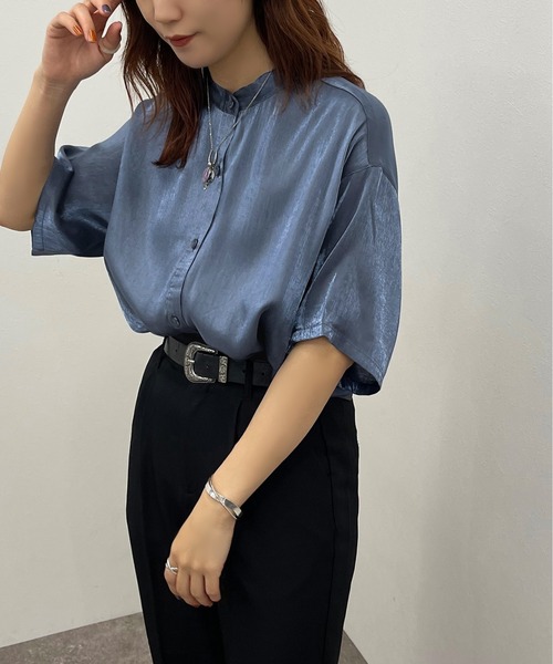 apres jour mignon(アプレジュールミニョン)の「ラメクロスシャツ【ZOZOTOWN限定アイテム】(シャツ/ブラウス・レディース・チャコールグレー/ダークブルー/パープル・X-LARGE/フリー)」の3枚目の写真