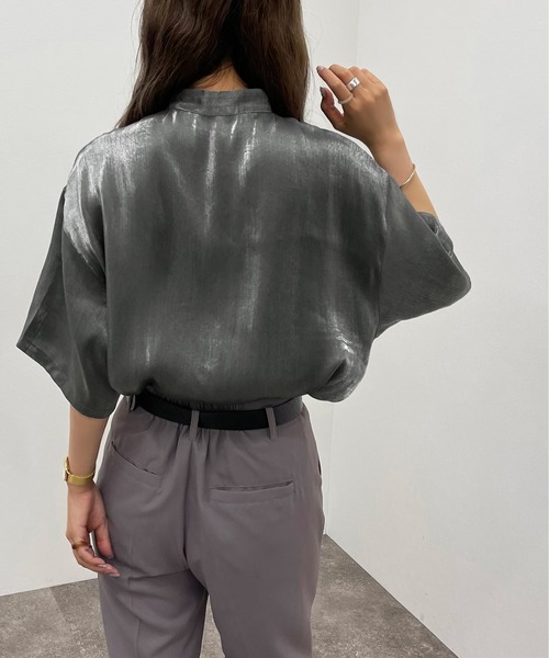 apres jour mignon(アプレジュールミニョン)の「ラメクロスシャツ【ZOZOTOWN限定アイテム】(シャツ/ブラウス・レディース・チャコールグレー/ダークブルー/パープル・X-LARGE/フリー)」の7枚目の写真