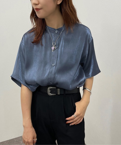 apres jour mignon(アプレジュールミニョン)の「ラメクロスシャツ【ZOZOTOWN限定アイテム】(シャツ/ブラウス・レディース・チャコールグレー/ダークブルー/パープル・X-LARGE/フリー)」の11枚目の写真