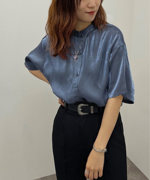 apres jour mignon(アプレジュールミニョン)の「ラメクロスシャツ【ZOZOTOWN限定アイテム】(シャツ/ブラウス・レディース・チャコールグレー/ダークブルー/パープル・X-LARGE/フリー)」の13枚目の写真