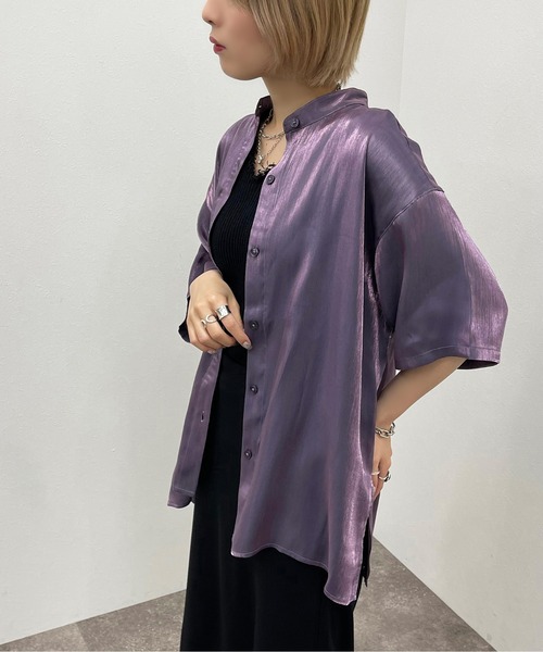 apres jour mignon(アプレジュールミニョン)の「ラメクロスシャツ【ZOZOTOWN限定アイテム】(シャツ/ブラウス・レディース・チャコールグレー/ダークブルー/パープル・X-LARGE/フリー)」の18枚目の写真