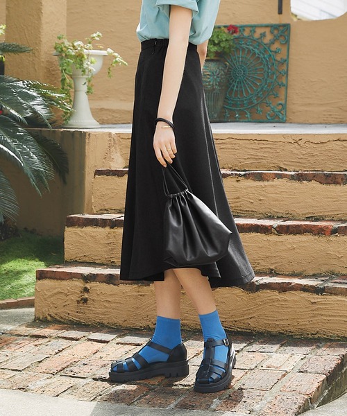 PURIL(ピュリル)の「【PURIL】《セットアップ対応》TRミモレ丈フレアスカート(スカート・レディース・ブラウン/カーキ/ボルドー/ブラック/ベージュ/グリーン・S/M)」の8枚目の写真