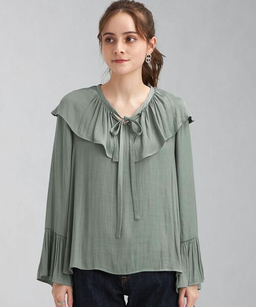 green label relaxing(グリーンレーベルリラクシング)の「ビッグ フリル カラー ブラウス(シャツ/ブラウス・レディース・ブラック/ライム/その他1・FREE)」の4枚目の写真