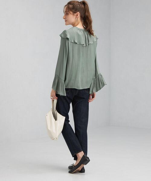 green label relaxing(グリーンレーベルリラクシング)の「ビッグ フリル カラー ブラウス(シャツ/ブラウス・レディース・ブラック/ライム/その他1・FREE)」の8枚目の写真